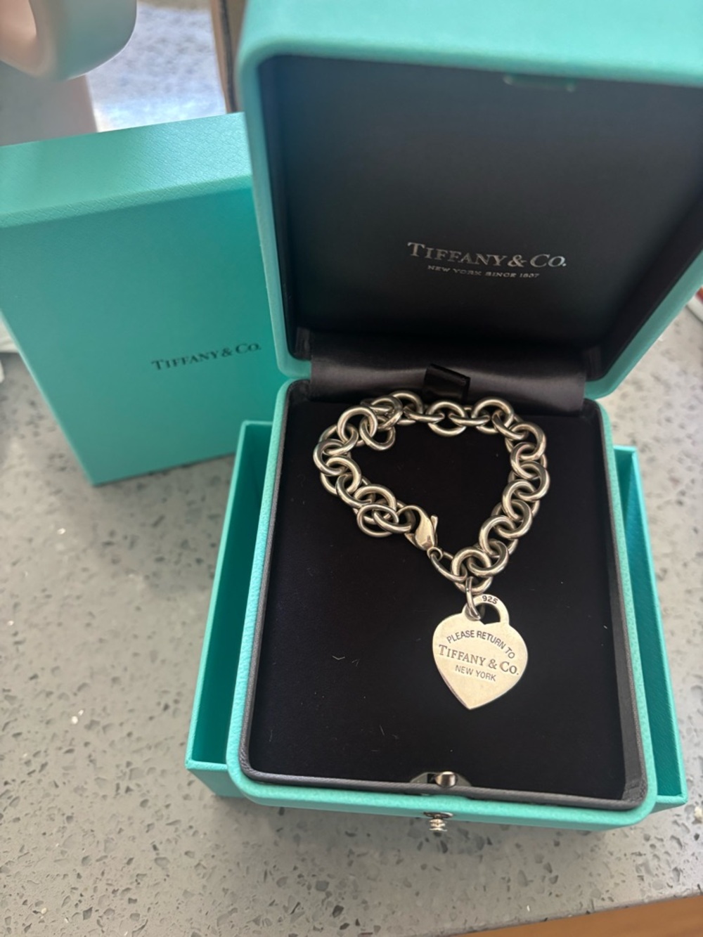 Tiffany & Co. Silver Heart Tag Link Bracelet